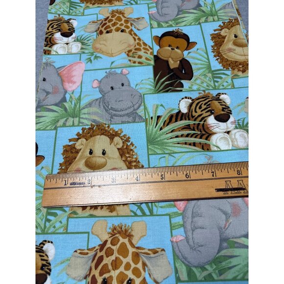 Jungle Safari Animal Cartoon Fabric 1 yard + 11" x 17" Cotton Quilting Sewing Ma - Picture 3 of 4